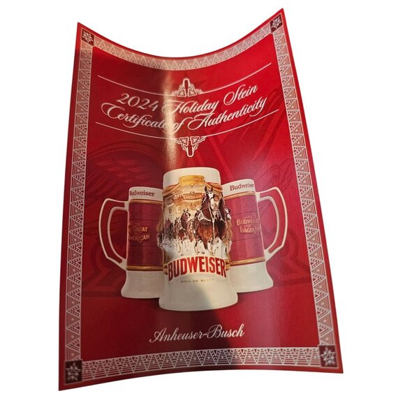 Budweiser Limited Edition Clydesdales Holiday Stein 2024 NEW Box Certificate - Picture 11 of 16